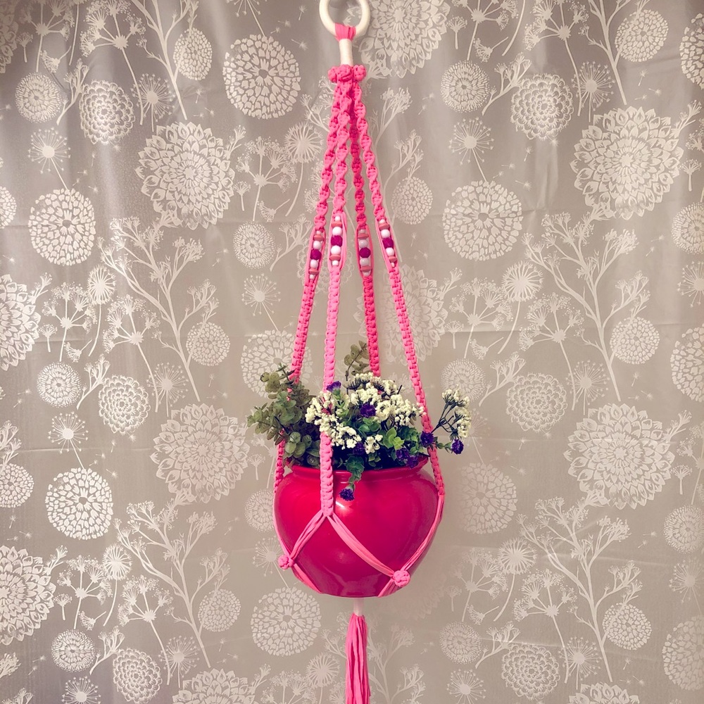 Pretty in Pink Macrame Hanger